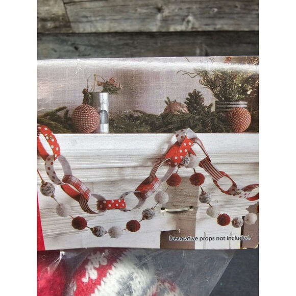 6 ft Christmas Garland | Red | Grey | Gray | White | Knitted Ugly Sweater - Picture 2 of 5